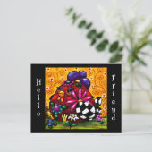 Whimsical Funky Chunky Floral Chicken Kleurrijk Briefkaart (Staand voorkant)