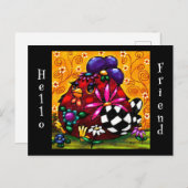 Whimsical Funky Chunky Floral Chicken Kleurrijk Briefkaart (Voorkant / Achterkant)