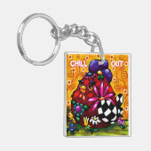 Whimsical Funky Chunky Floral Chicken Kleurrijk Sleutelhanger (Voorkant Links)