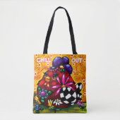 Whimsical Funky Chunky Floral Chicken Kleurrijk Tote Bag (Voorkant)