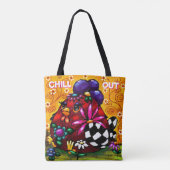 Whimsical Funky Chunky Floral Chicken Kleurrijk Tote Bag (Achterkant)