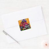 Whimsical Funky Chunky Floral Chicken Kleurrijk Vierkante Sticker (Envelop)