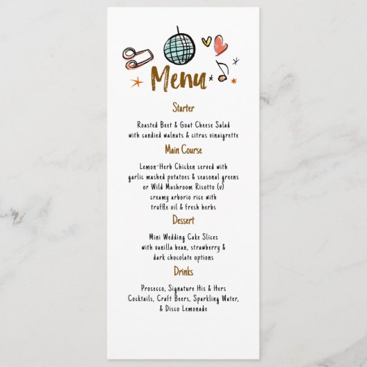 Whimsical Funky Decor Handgeschreven Wedding Menu (Voorkant)
