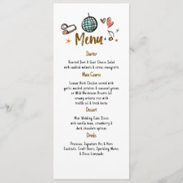 Whimsical Funky Decor Handgeschreven Wedding Menu