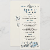 Whimsical Funky Decor Handwritten Wedding Menu (Voorkant / Achterkant)