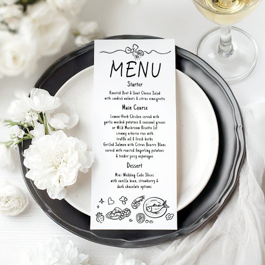 Whimsical Funky Decor Handwritten Wedding Menu