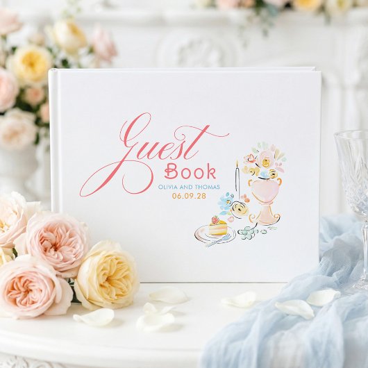 Whimsical Funky Floral Quirky Hand Drawn Wedding Gastenboek