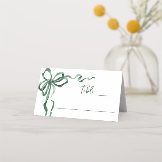 Whimsical Funky Green Bow Christmas Dinner Party Plaatskaartje (Voorkant)