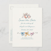 Whimsical Funky Hand Drawn Bows Save The Date Aankondigingskaart (Voorkant / Achterkant)