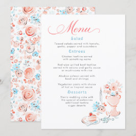 Whimsical Funky Hand Drawn Dusty Blue Wedding Menu