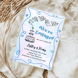 Whimsical Funky Hand Drawn Engagement Party Kaart