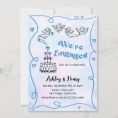 Whimsical Funky Hand Drawn Engagement Party Kaart (Voorkant)