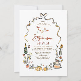 Whimsical Funky Hand Drawn Fall Bridal Shower Kaart