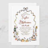 Whimsical Funky Hand Drawn Fall Bridal Shower Kaart (Voorkant / Achterkant)