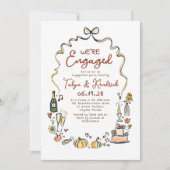 Whimsical Funky Hand Drawn Fall Engagement Party Kaart (Voorkant)