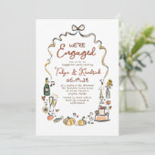 Whimsical Funky Hand Drawn Fall Engagement Party Kaart (Staand voorkant)