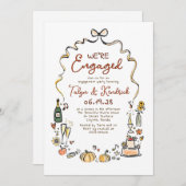 Whimsical Funky Hand Drawn Fall Engagement Party Kaart (Voorkant / Achterkant)