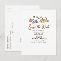 Whimsical Funky Hand Drawn Herfst Save the Date