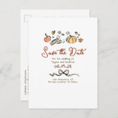 Whimsical Funky Hand Drawn Herfst Save the Date Aankondigingskaart (Voorkant / Achterkant)
