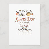 Whimsical Funky Hand Drawn Herfst Save the Date Aankondigingskaart (Voorkant)