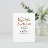 Whimsical Funky Hand Drawn Herfst Save the Date Aankondigingskaart (Staand voorkant)