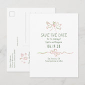 Whimsical Funky Hand Drawn Save The Date Aankondigingskaart (Voorkant / Achterkant)