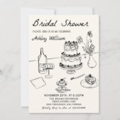 Whimsical Funky Hand Drawn Vrijgezellenfeest Kaart (Voorkant)