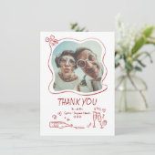 Whimsical Funky Hand Drawn Wedding Photo Bedankkaart (Staand voorkant)