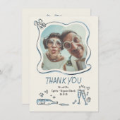 Whimsical Funky Hand Drawn Wedding Photo Bedankkaart (Voorkant / Achterkant)