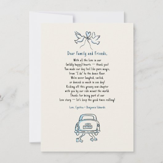 Whimsical Funky Hand Drawn Wedding Photo Bedankkaart (Achterkant)