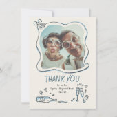 Whimsical Funky Hand Drawn Wedding Photo Bedankkaart (Voorkant)
