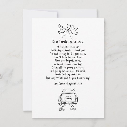 Whimsical Funky Hand Drawn Wedding Photo Bedankkaart (Achterkant)