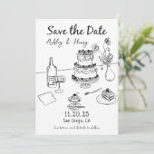Whimsical Funky Hand Drawn Wedding Save the Date Kaart (Staand voorkant)