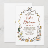 Whimsical Funky Hand Getekende Bruiloft Feest Voor Kaart (Voorkant / Achterkant)