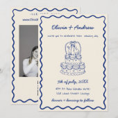 Whimsical Funky Hand Getrokken Foto Taart Trouwen Kaart (Voorkant / Achterkant)