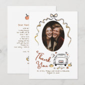 Whimsical Funky Hand getrokken herfst bruiloft fot Bedankkaart (Voorkant / Achterkant)