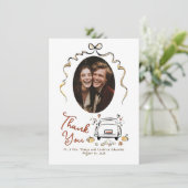 Whimsical Funky Hand getrokken herfst bruiloft fot Bedankkaart (Staand voorkant)