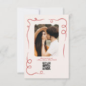 Whimsical Funky Hand getrokken rode bruiloft foto Save The Date (Achterkant)
