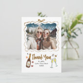 Whimsical Funky Hand Getrokken Trouwfoto Bedankkaart (Staand voorkant)