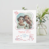 Whimsical Funky Hand Getrokken Trouwfoto Bedankkaart (Staand voorkant)
