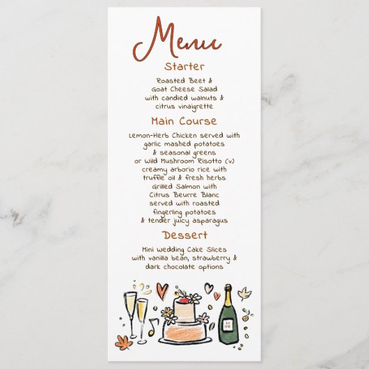Whimsical Funky Handwritten Fall Wedding Menu (Voorkant)