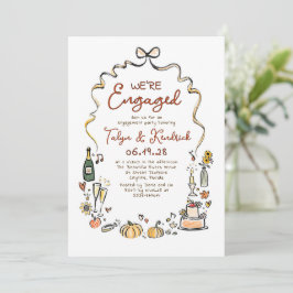 Whimsical Funky Met de Hand Getekend Herfst Verlov Kaart