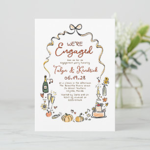 Whimsical Funky Met de Hand Getekend Herfst Verlov Kaart