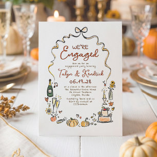 Whimsical Funky Met de Hand Getekend Herfst Verlov Kaart