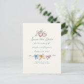 Whimsical funky met de hand getekende bogen save t aankondigingskaart (Staand voorkant)