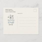 Whimsical Funky Met De Hand Getekende Save The Dat Aankondigingskaart (Achterkant)