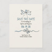 Whimsical Funky Met De Hand Getekende Save The Dat Aankondigingskaart (Voorkant)