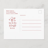 Whimsical Funky Met De Hand Getekende Save The Dat Aankondigingskaart (Achterkant)