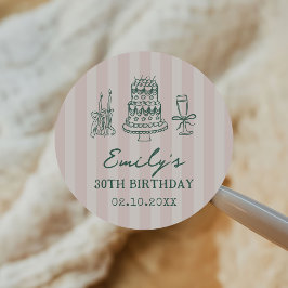 Whimsical Funky Quirky 30th Birthday Party Ronde Sticker