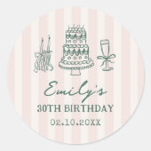 Whimsical Funky Quirky 30th Birthday Party Ronde Sticker (Voorkant)